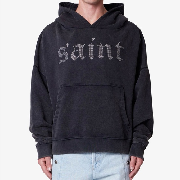MNML Other - MNML Black Hoodie with Saint Graphic